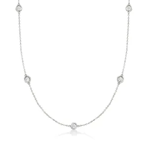 Ross-Simons Bezel-Set Diamond Station Necklace in 14kt White Gold