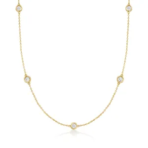 Ross-Simons Bezel-Set Diamond Station Necklace in 14kt Yellow Gold
