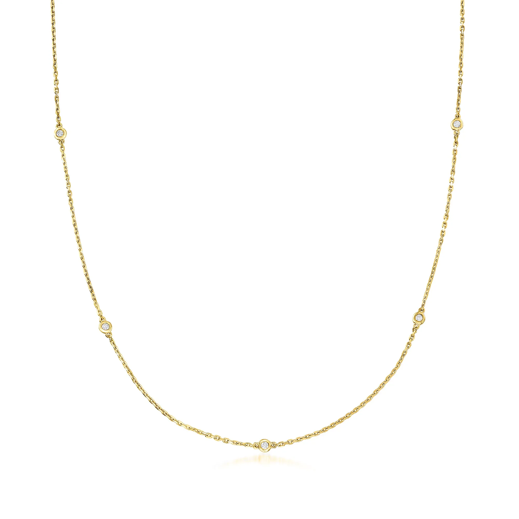 Ross-Simons Bezel-Set Diamond Station Necklace in Sterling Silver