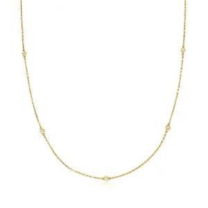 Ross-Simons Bezel-Set Diamond Station Necklace in Sterling Silver