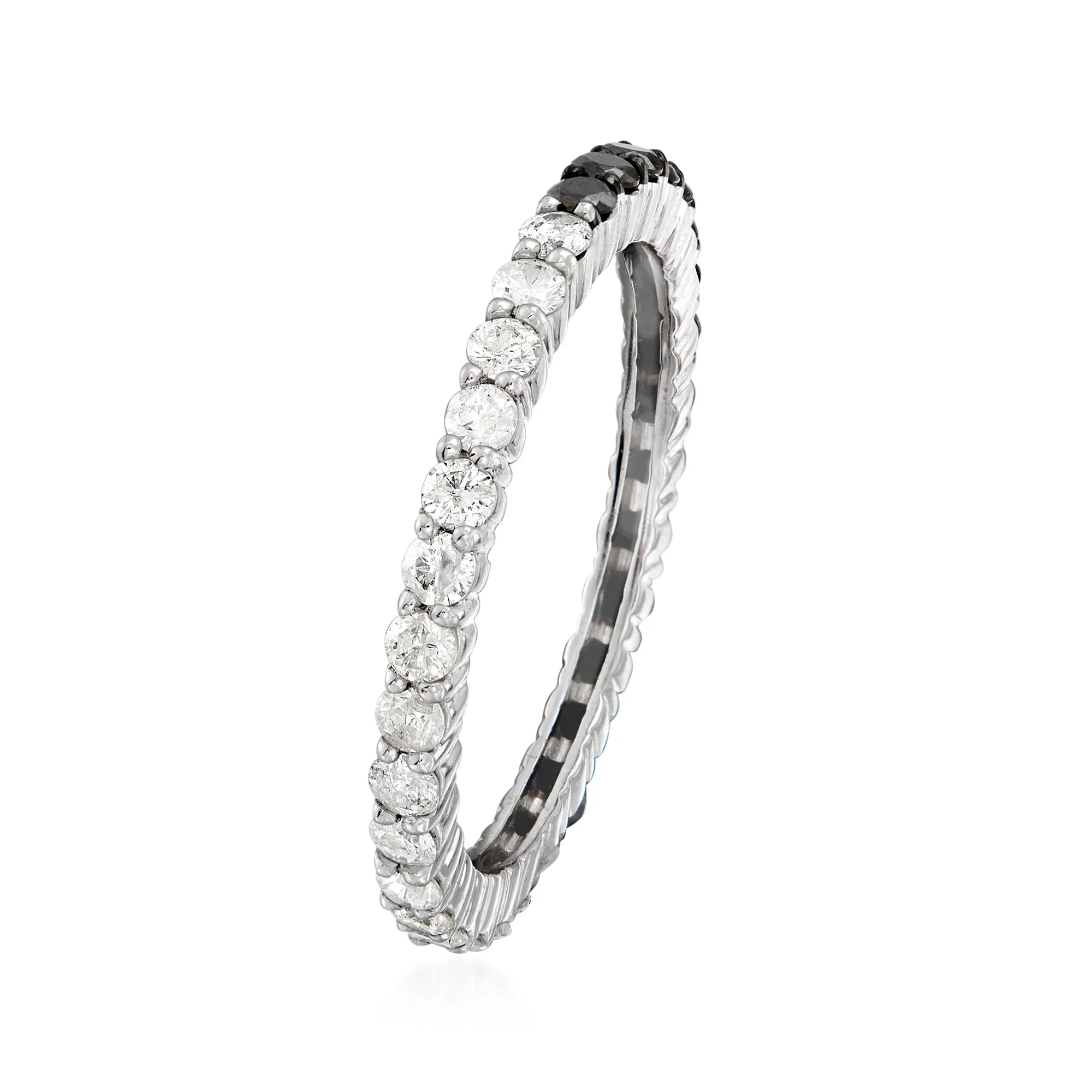 Ross-Simons Black and White Diamond Eternity Band in Sterling Silver