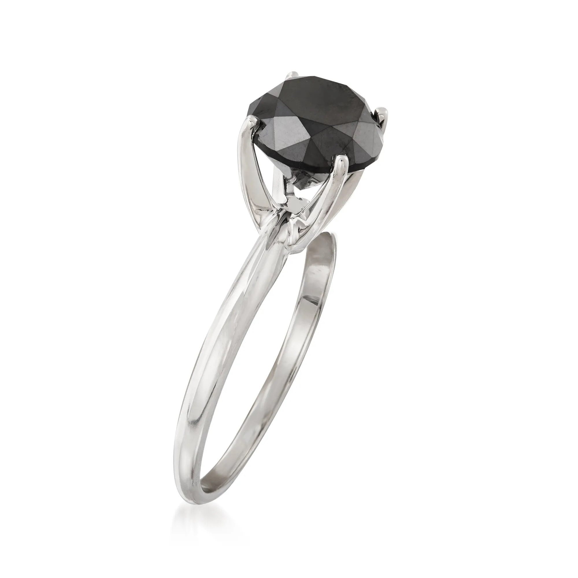 Ross-Simons Black Diamond Solitaire Ring in 14kt White Gold