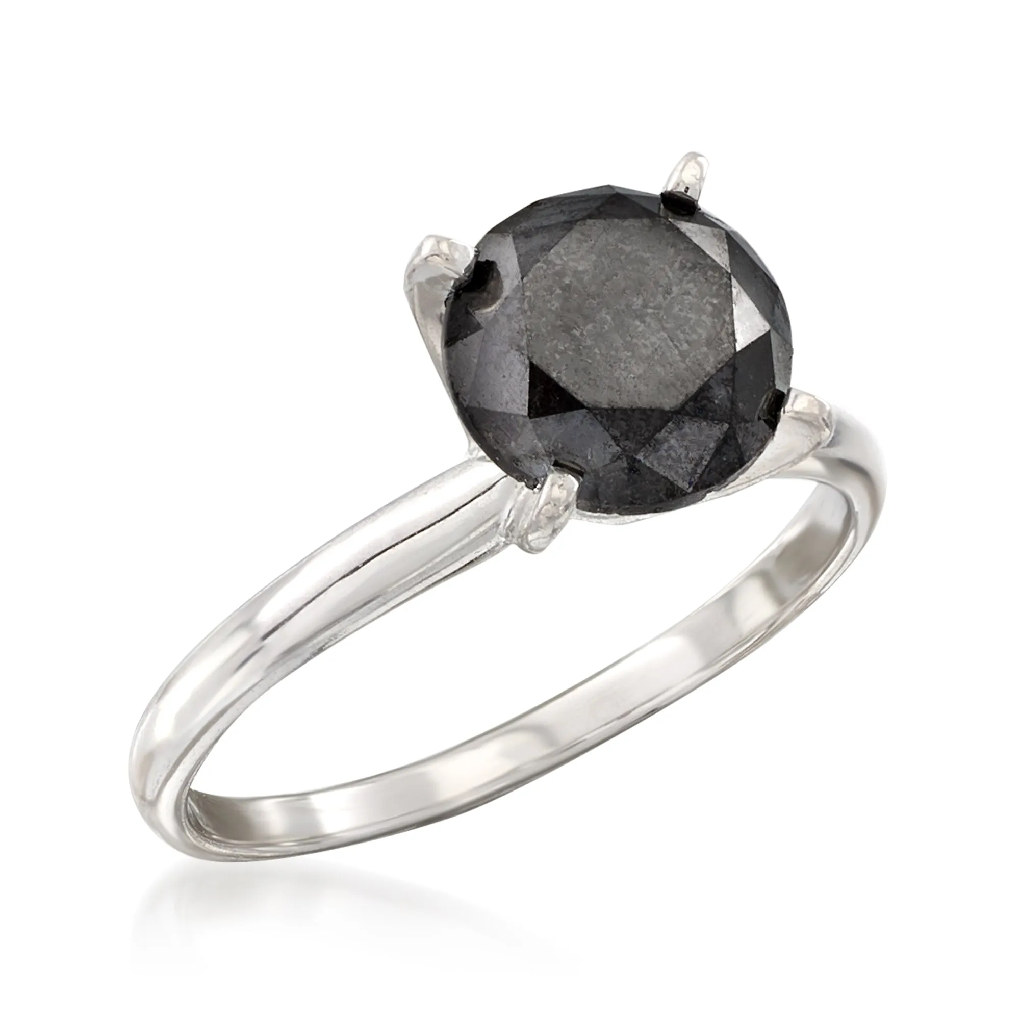 Ross-Simons Black Diamond Solitaire Ring in 14kt White Gold