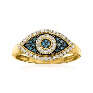 Ross-Simons Blue and White Diamond Evil Eye Ring in 14kt Yellow Gold