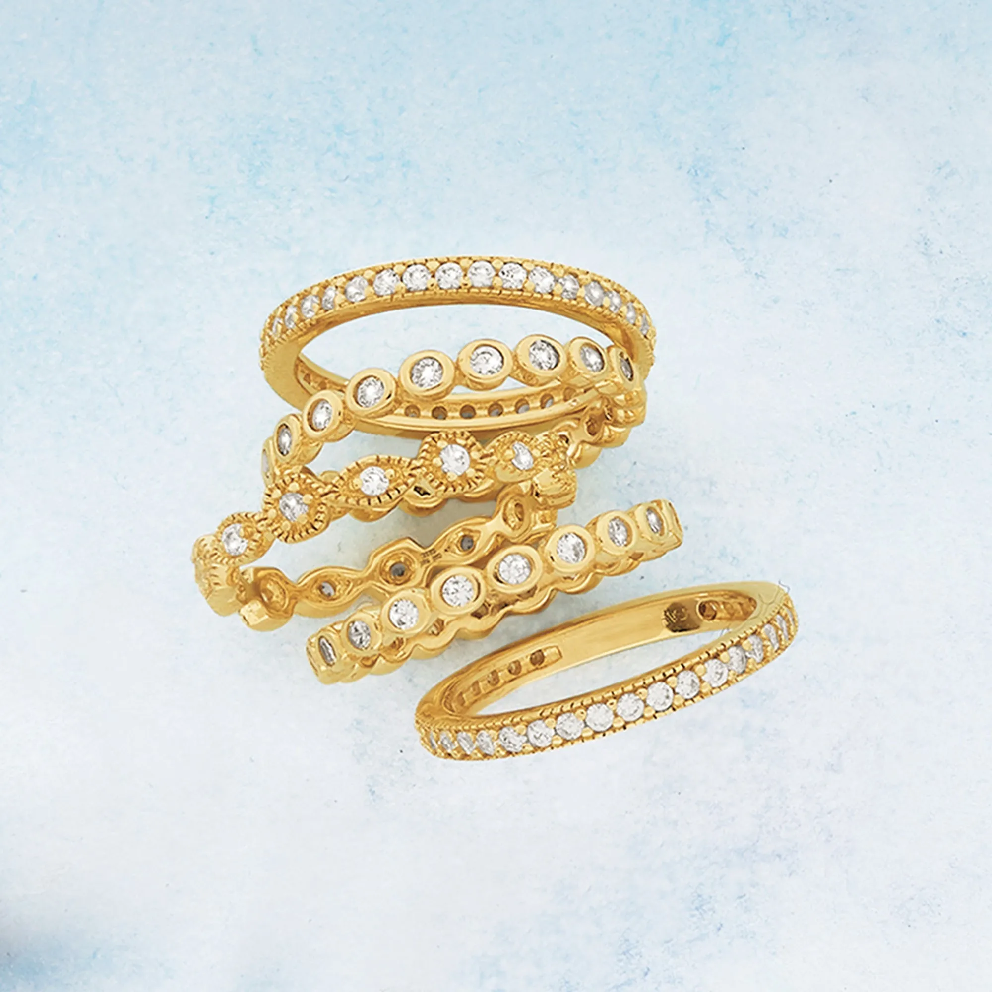 Ross-Simons CZ Jewelry Set: 5 Eternity Bands in 18kt Gold Over Sterling