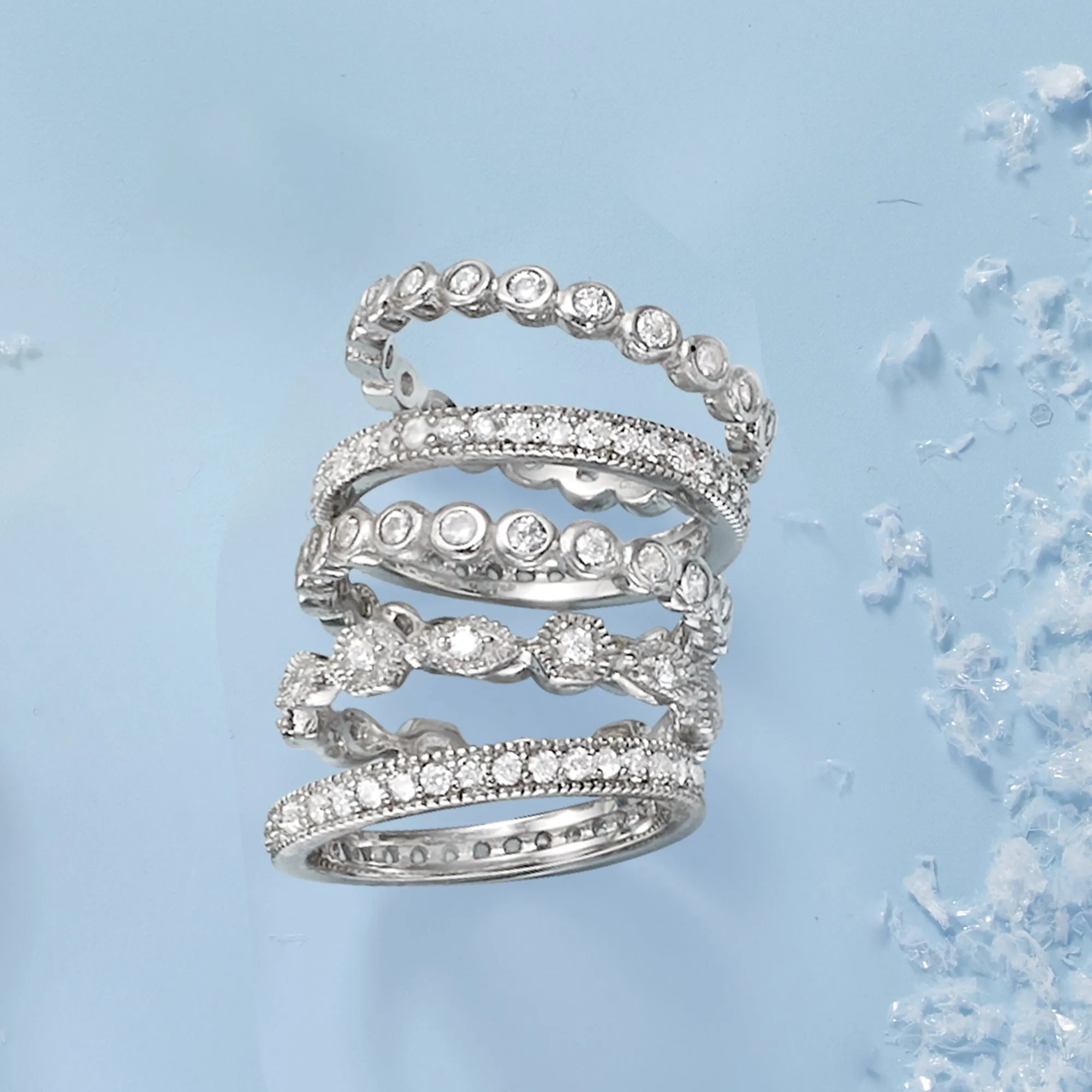 Ross-Simons CZ Jewelry Set: 5 Eternity Bands in Sterling Silver