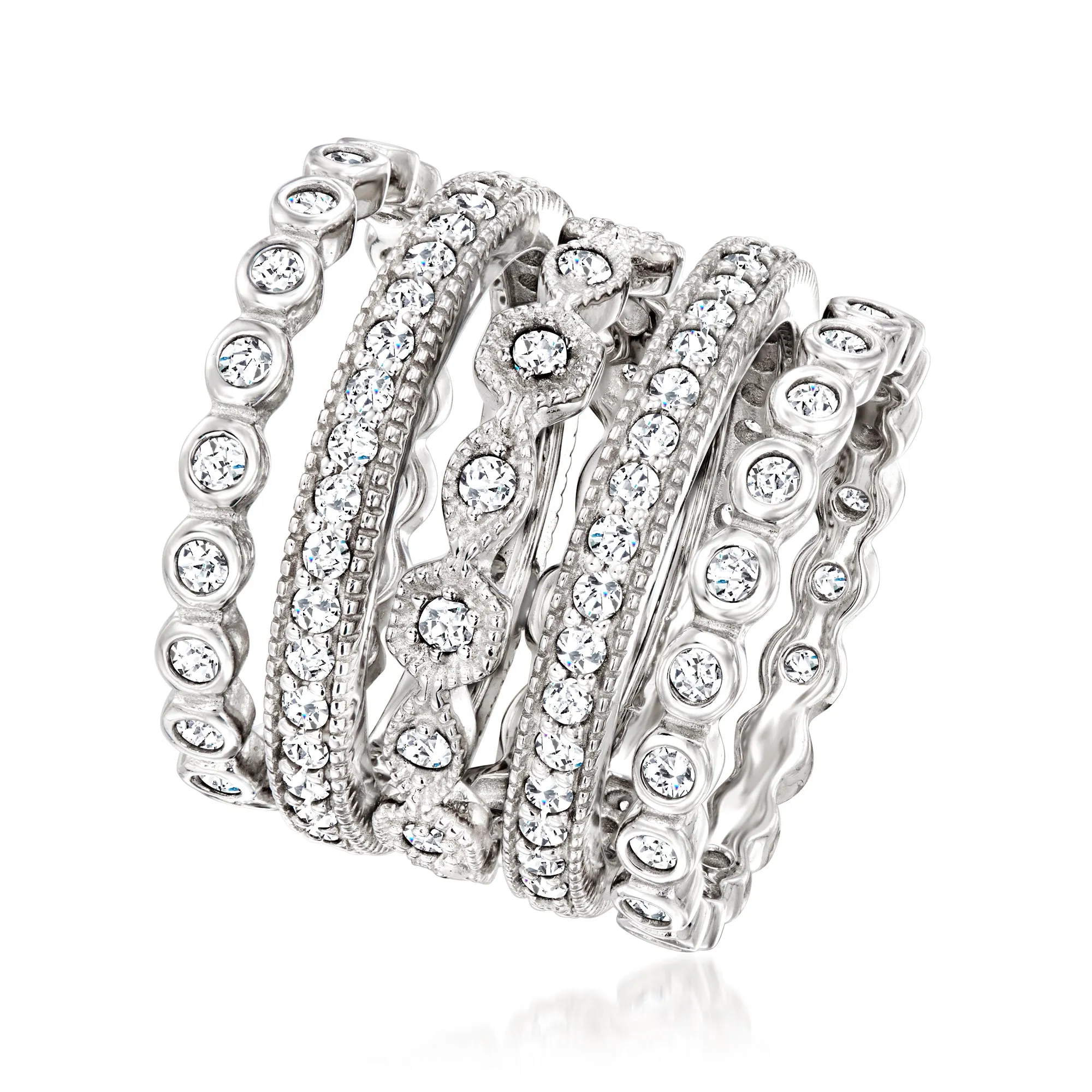 Ross-Simons CZ Jewelry Set: 5 Eternity Bands in Sterling Silver