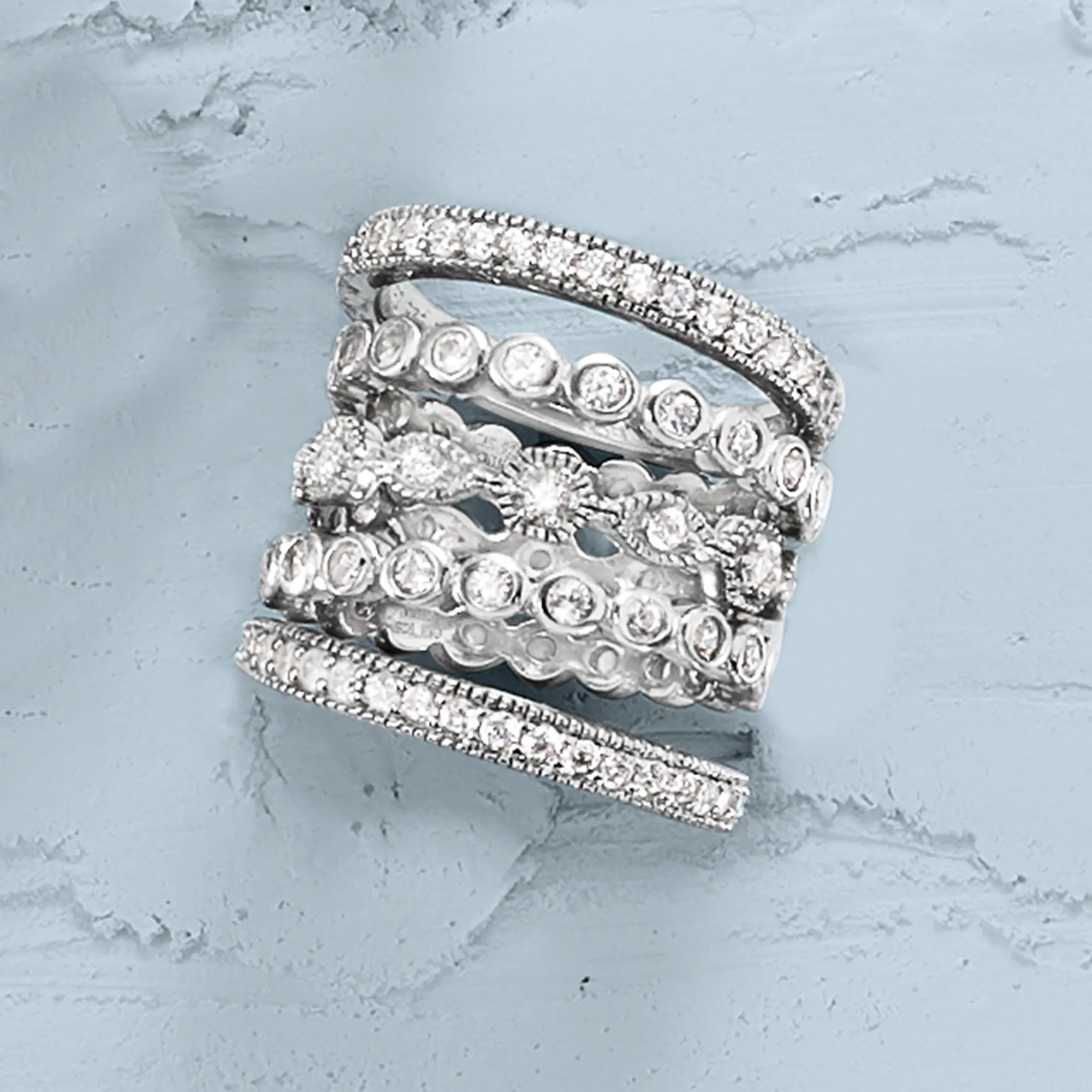 Ross-Simons CZ Jewelry Set: 5 Eternity Bands in Sterling Silver