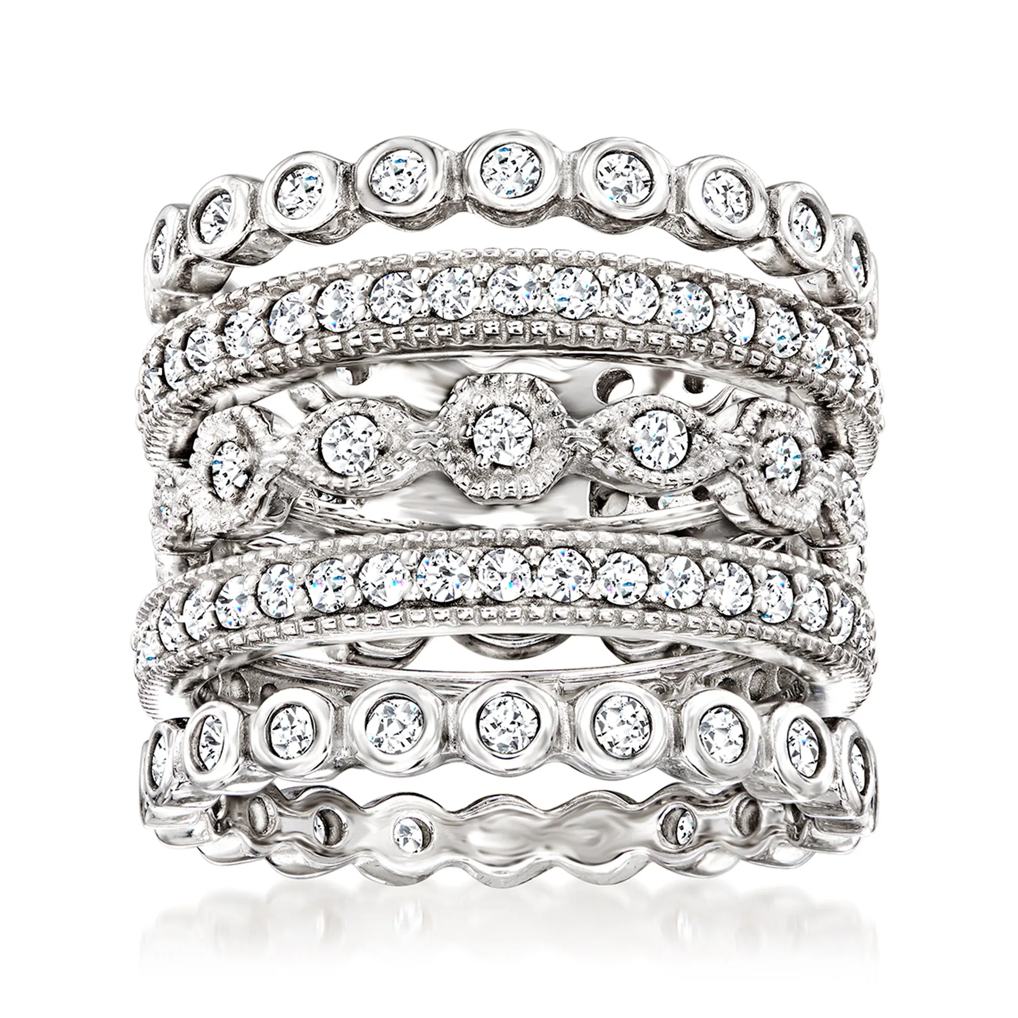 Ross-Simons CZ Jewelry Set: 5 Eternity Bands in Sterling Silver