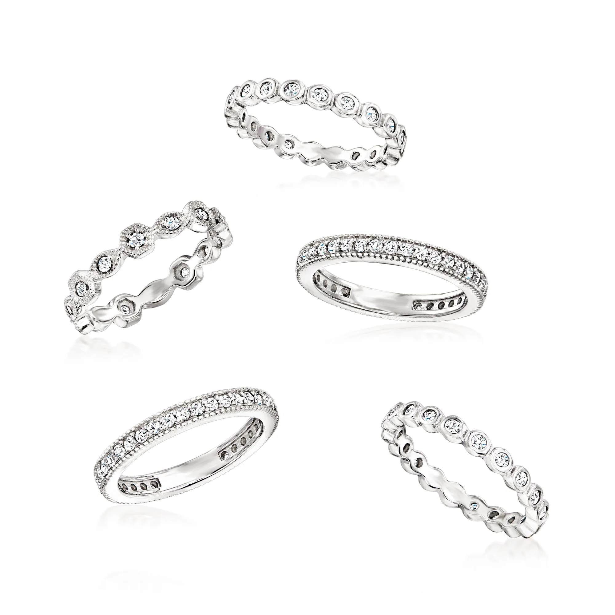 Ross-Simons CZ Jewelry Set: 5 Eternity Bands in Sterling Silver