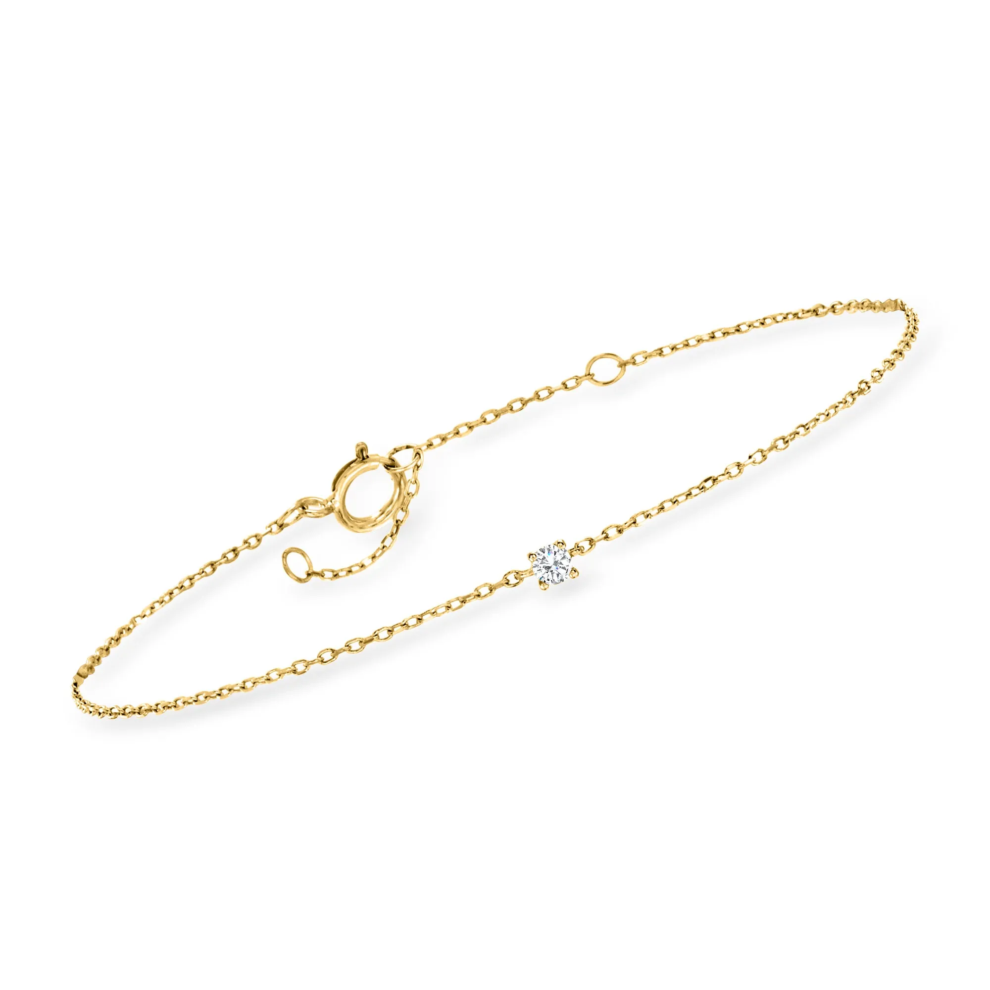 Ross-Simons Diamond-Accented Station Bracelet in 14kt Yellow Gold