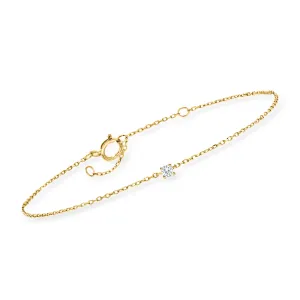 Ross-Simons Diamond-Accented Station Bracelet in 14kt Yellow Gold