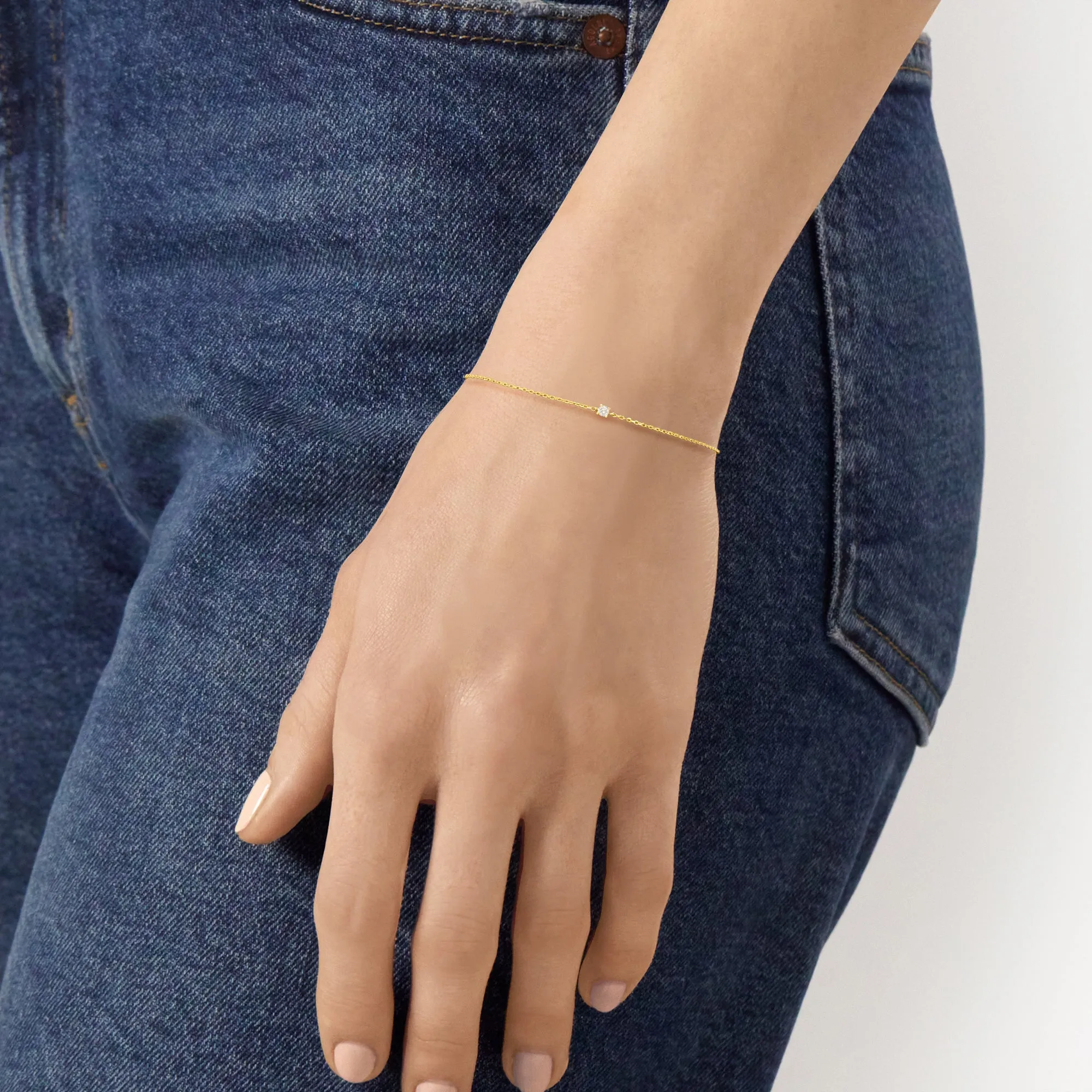 Ross-Simons Diamond-Accented Station Bracelet in 14kt Yellow Gold