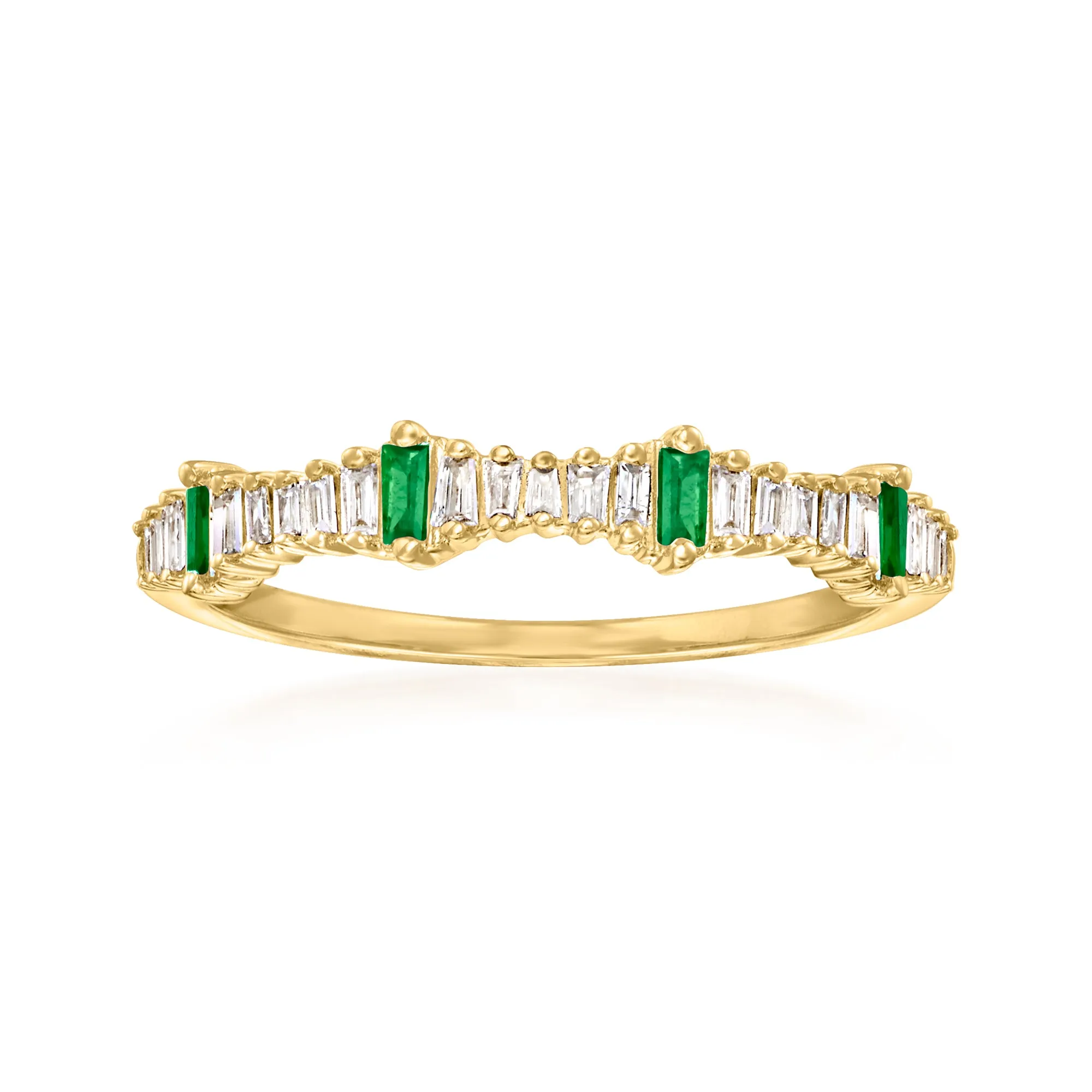 Ross-Simons Diamond and . Emerald Stackable Ring in 14kt Yellow Gold