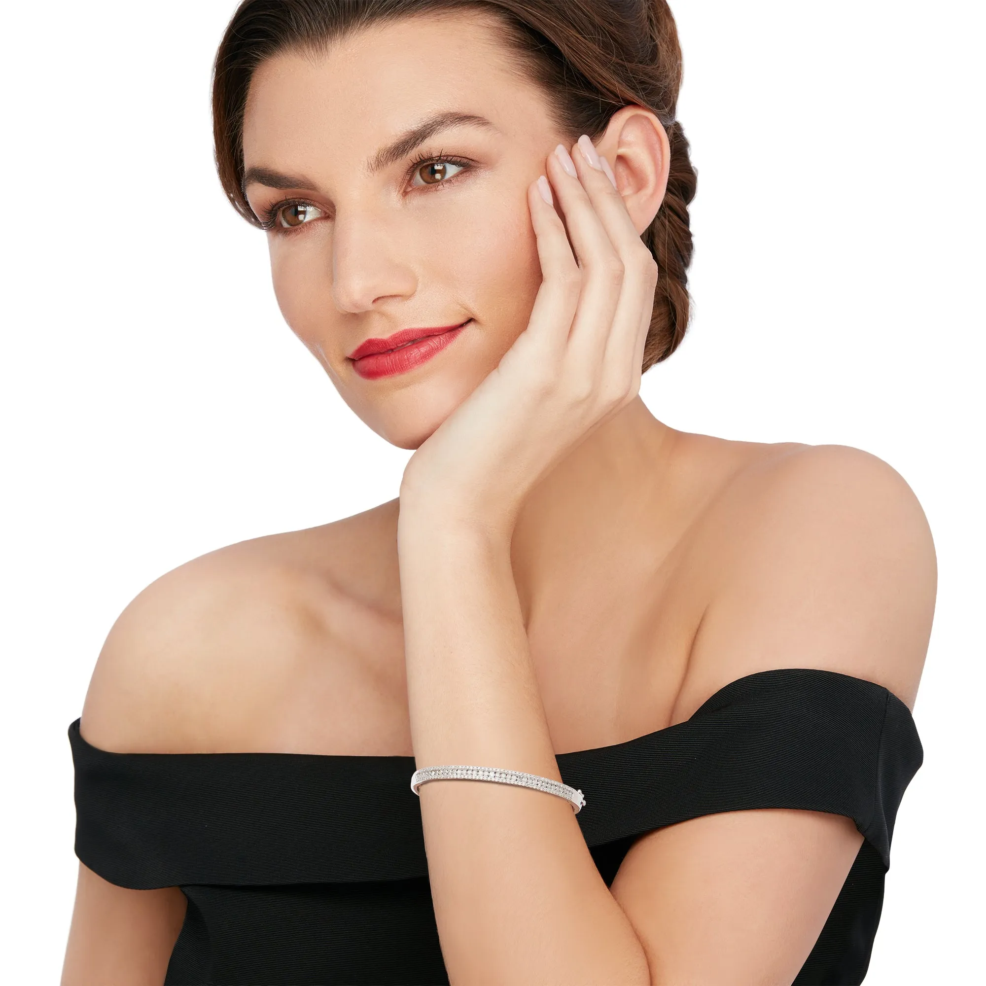 Ross-Simons Diamond Bangle Bracelet in Sterling Silver