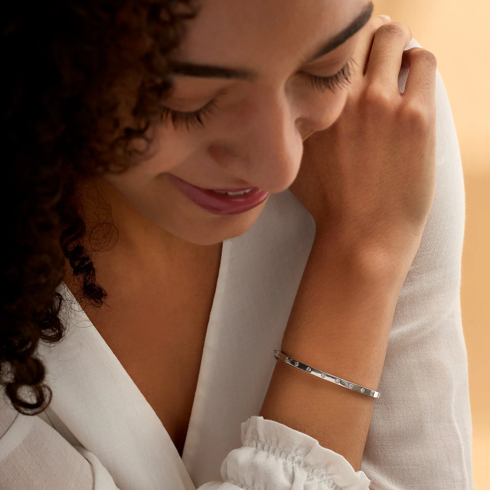 Ross-Simons Diamond Bangle Bracelet in Sterling Silver