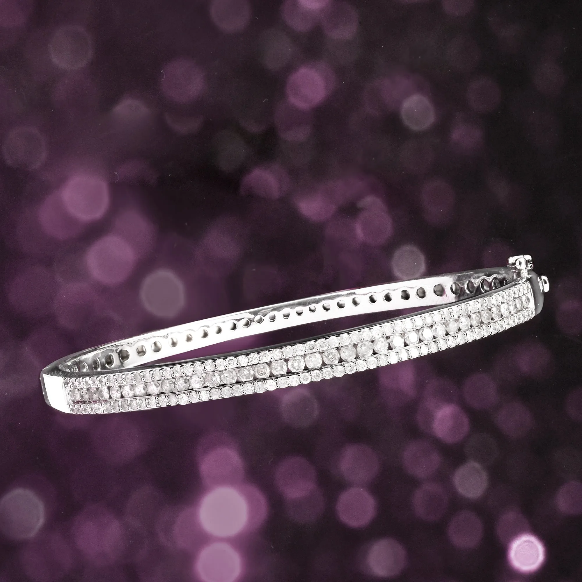 Ross-Simons Diamond Bangle Bracelet in Sterling Silver