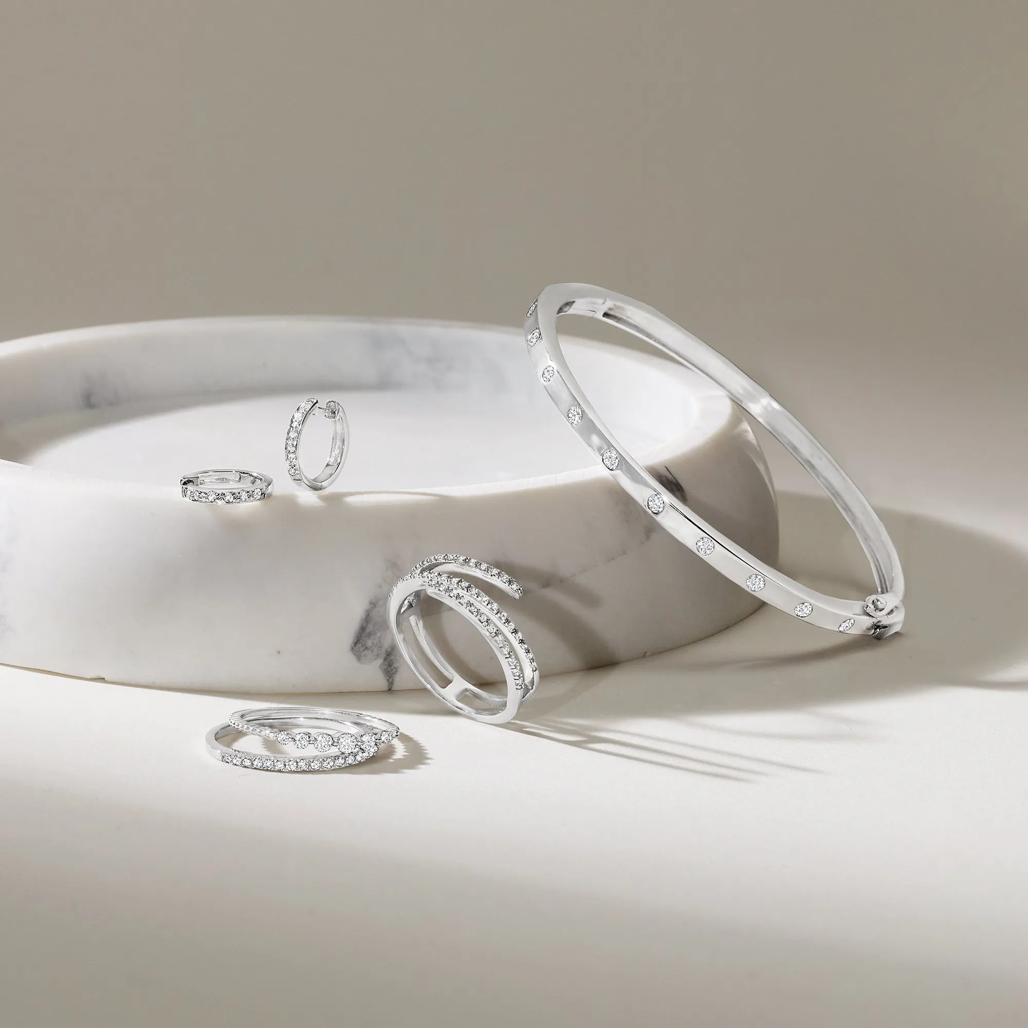 Ross-Simons Diamond Bangle Bracelet in Sterling Silver