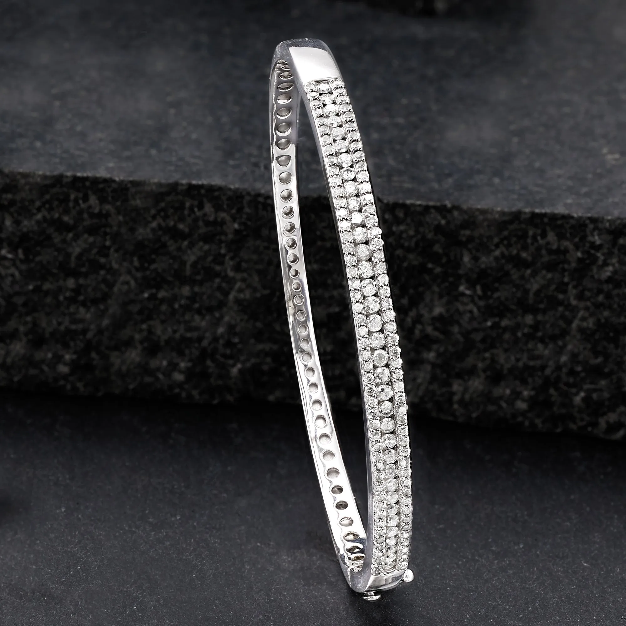 Ross-Simons Diamond Bangle Bracelet in Sterling Silver