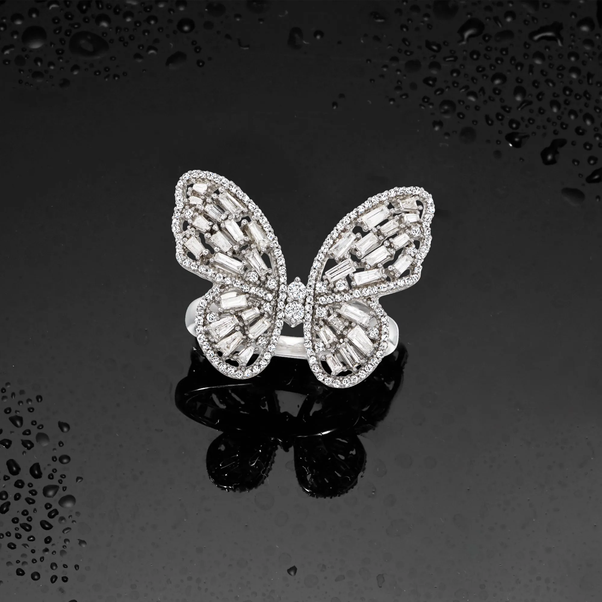 Ross-Simons Diamond Butterfly Ring in 14kt White Gold