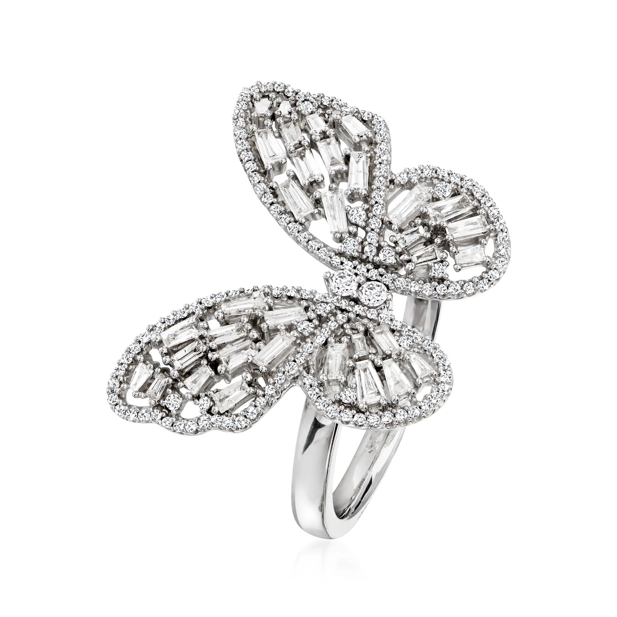 Ross-Simons Diamond Butterfly Ring in 14kt White Gold
