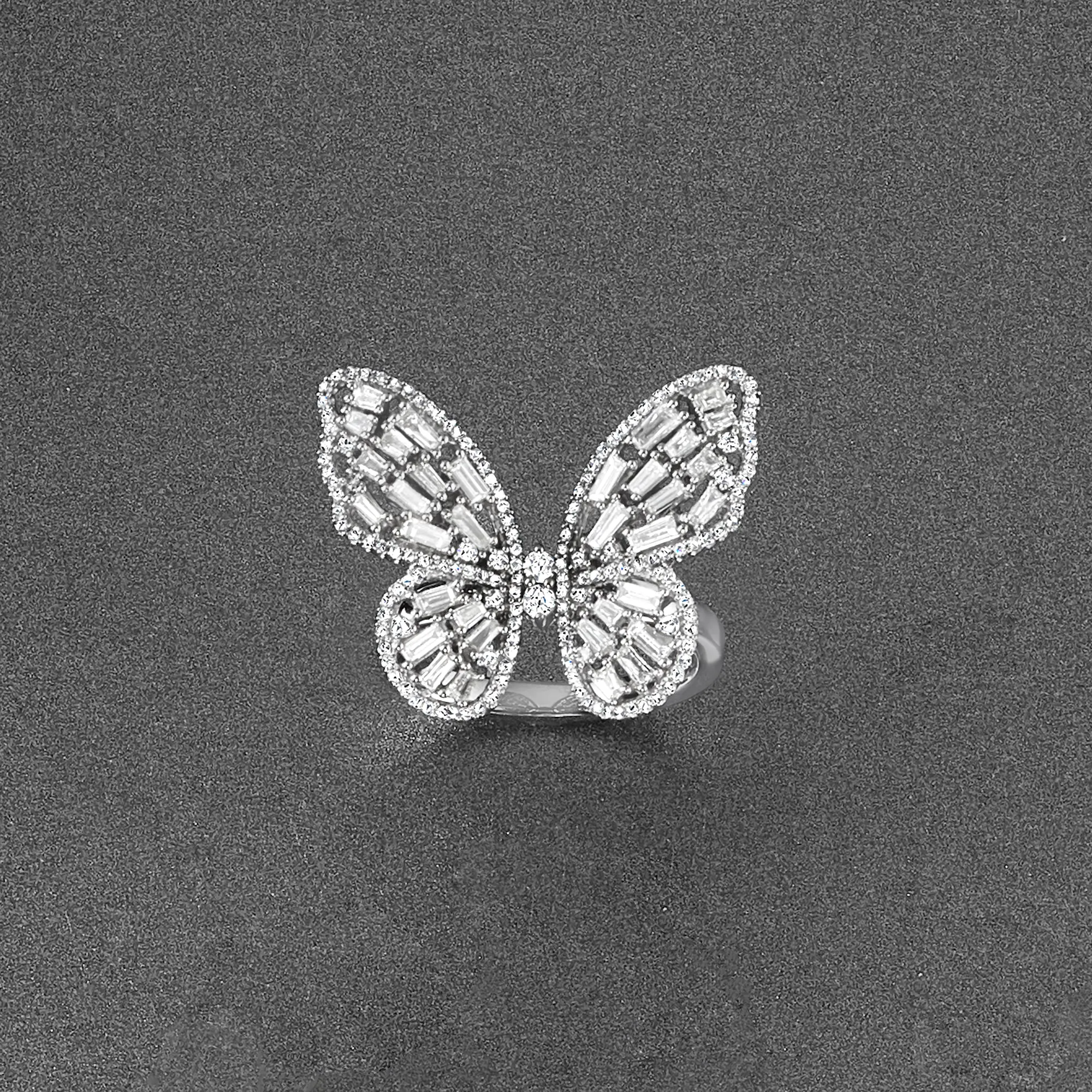 Ross-Simons Diamond Butterfly Ring in 14kt White Gold