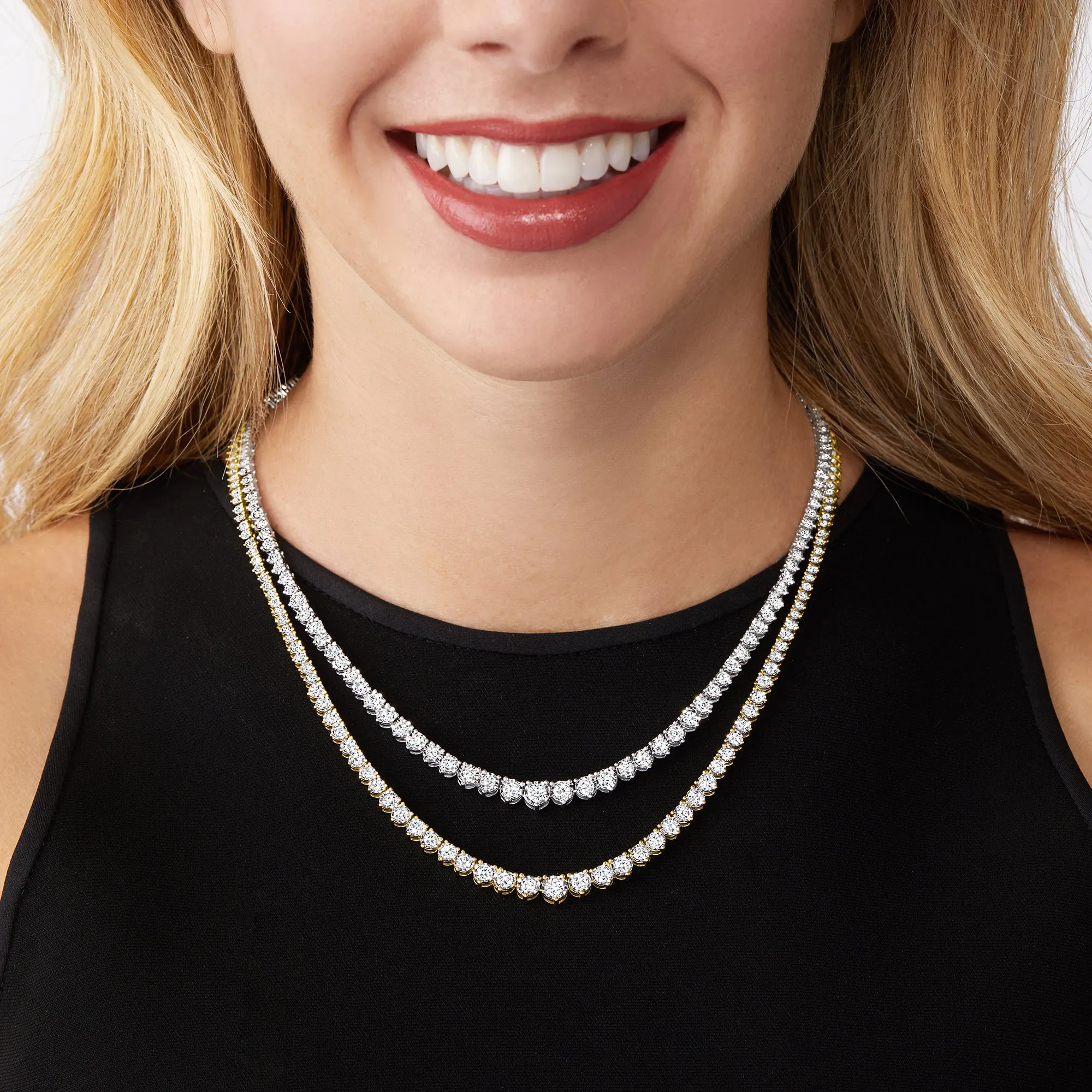 Ross-Simons Diamond Graduated Tennis Necklace in 18kt Gold Over Sterling