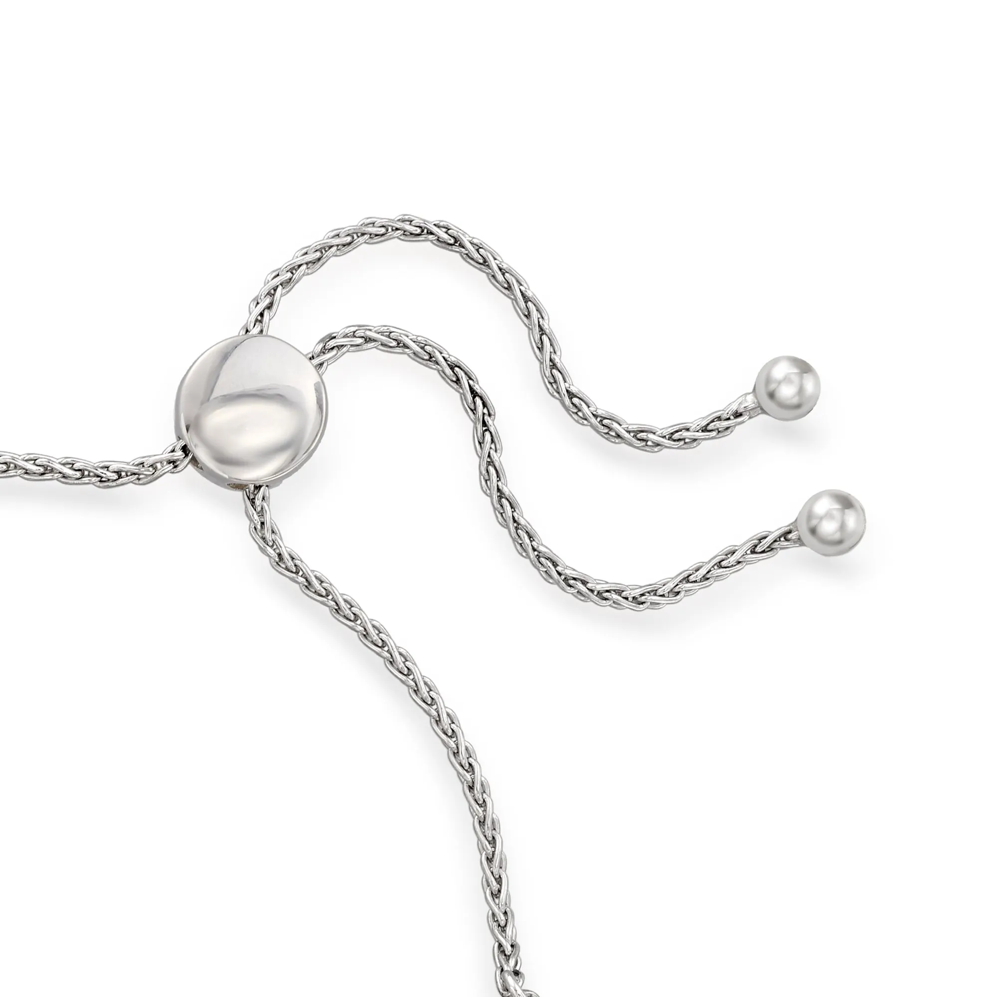 Ross-Simons Diamond Openwork Bolo Bracelet in Sterling Silver