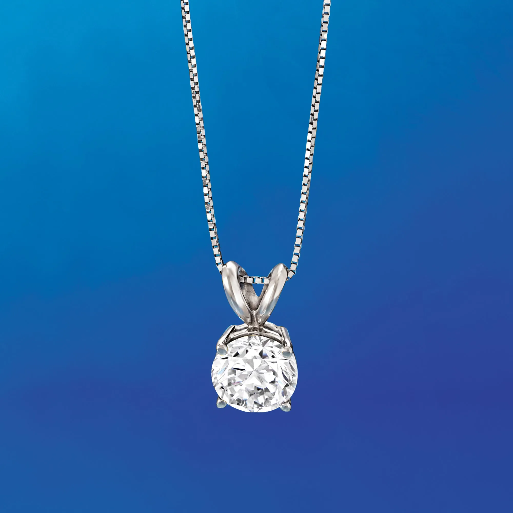 Ross-Simons Diamond Solitaire Necklace in 14kt White Gold