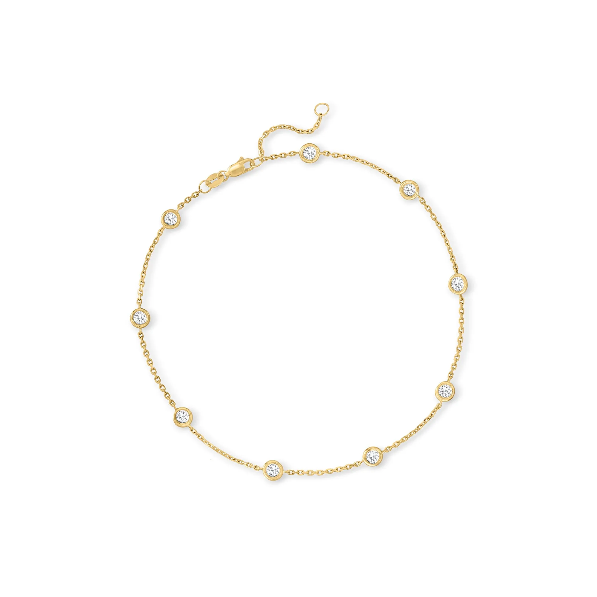 Ross-Simons Diamond Station Anklet in 14kt Yellow Gold