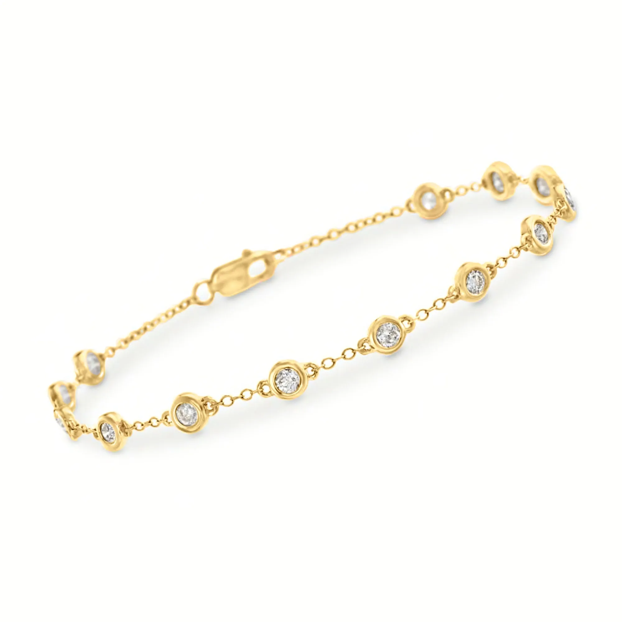 Ross-Simons Diamond Station Bracelet in 14kt Yellow Gold