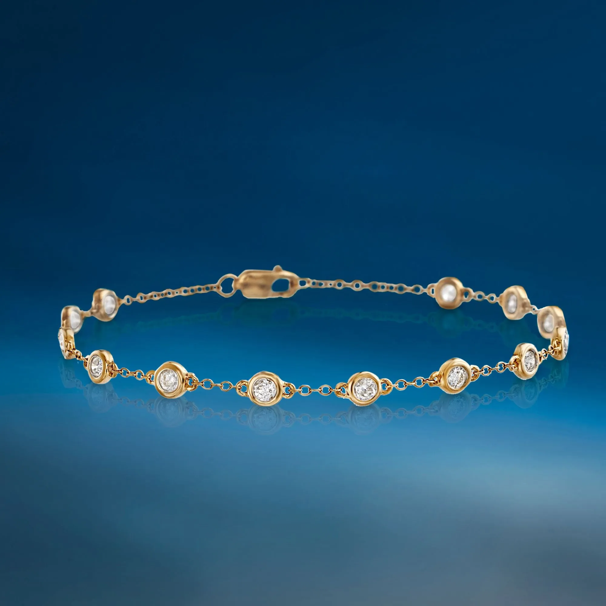 Ross-Simons Diamond Station Bracelet in 14kt Yellow Gold