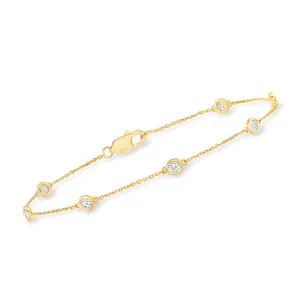 Ross-Simons Diamond Station Bracelet in 18kt Gold Over Sterling