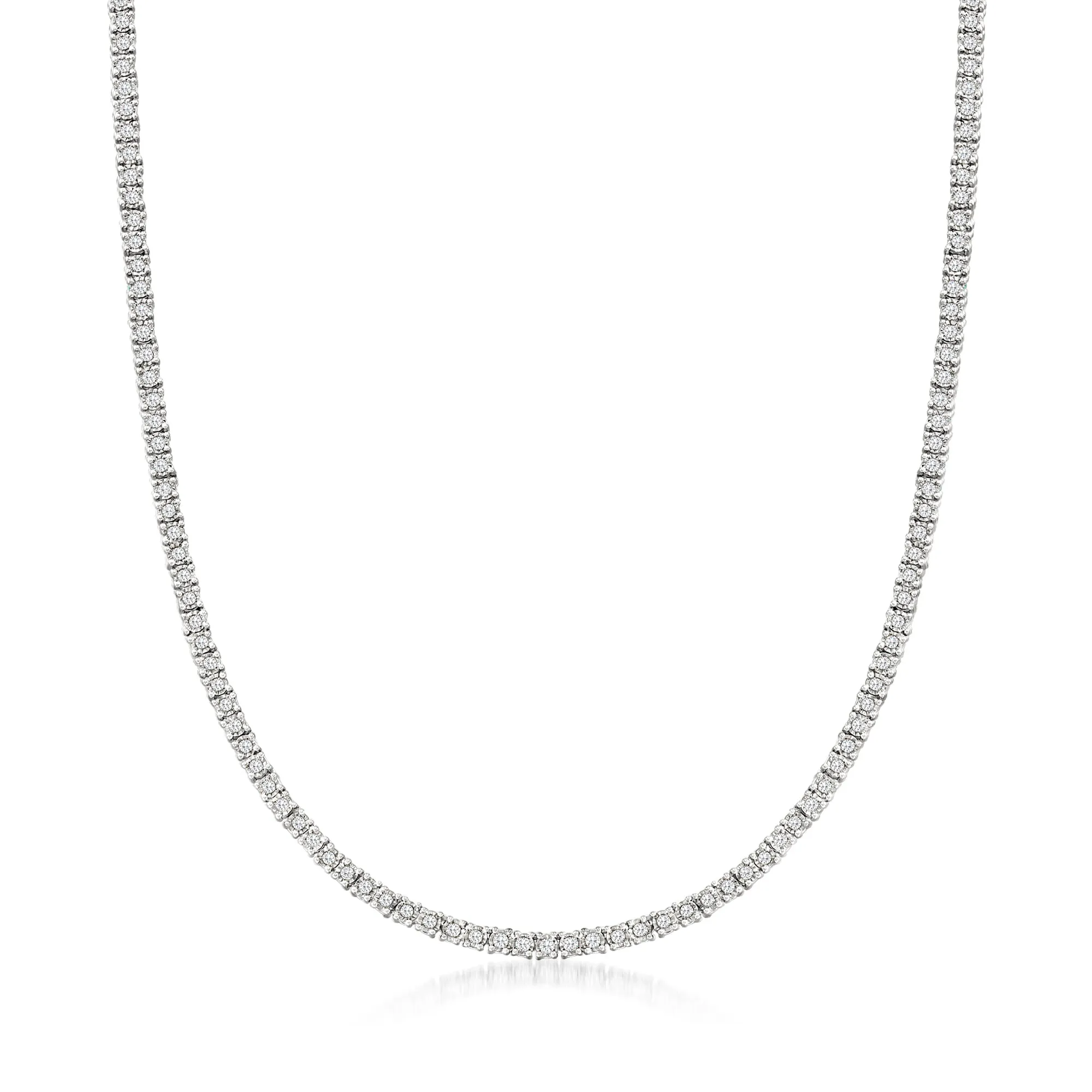 Ross-Simons Diamond Tennis Necklace in Sterling Silver