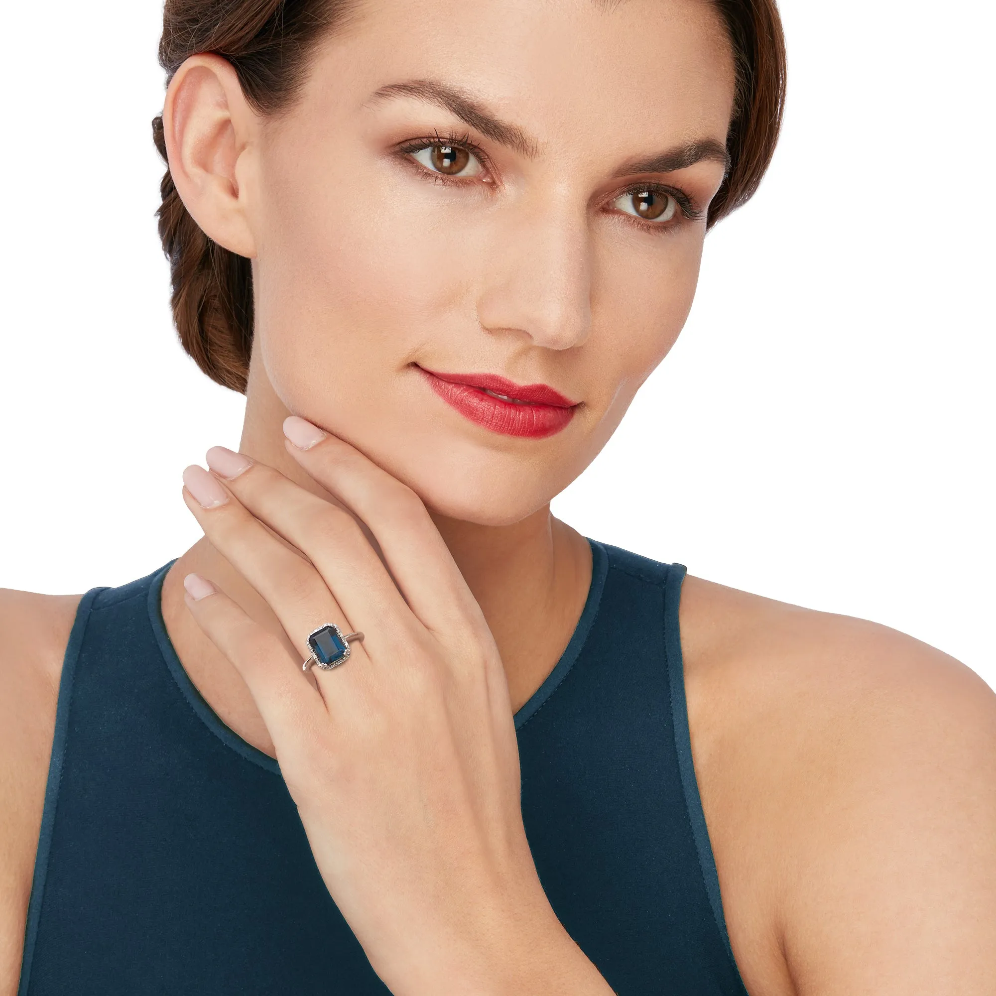Ross-Simons London Blue Topaz Ring With Diamond Accents in Sterling Silver