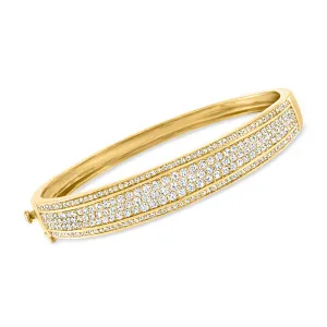 Ross-Simons Pave Diamond Bangle Bracelet in 18kt Gold Over Sterling