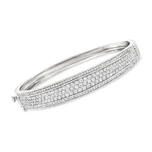Ross-Simons Pave Diamond Bangle Bracelet in Sterling Silver