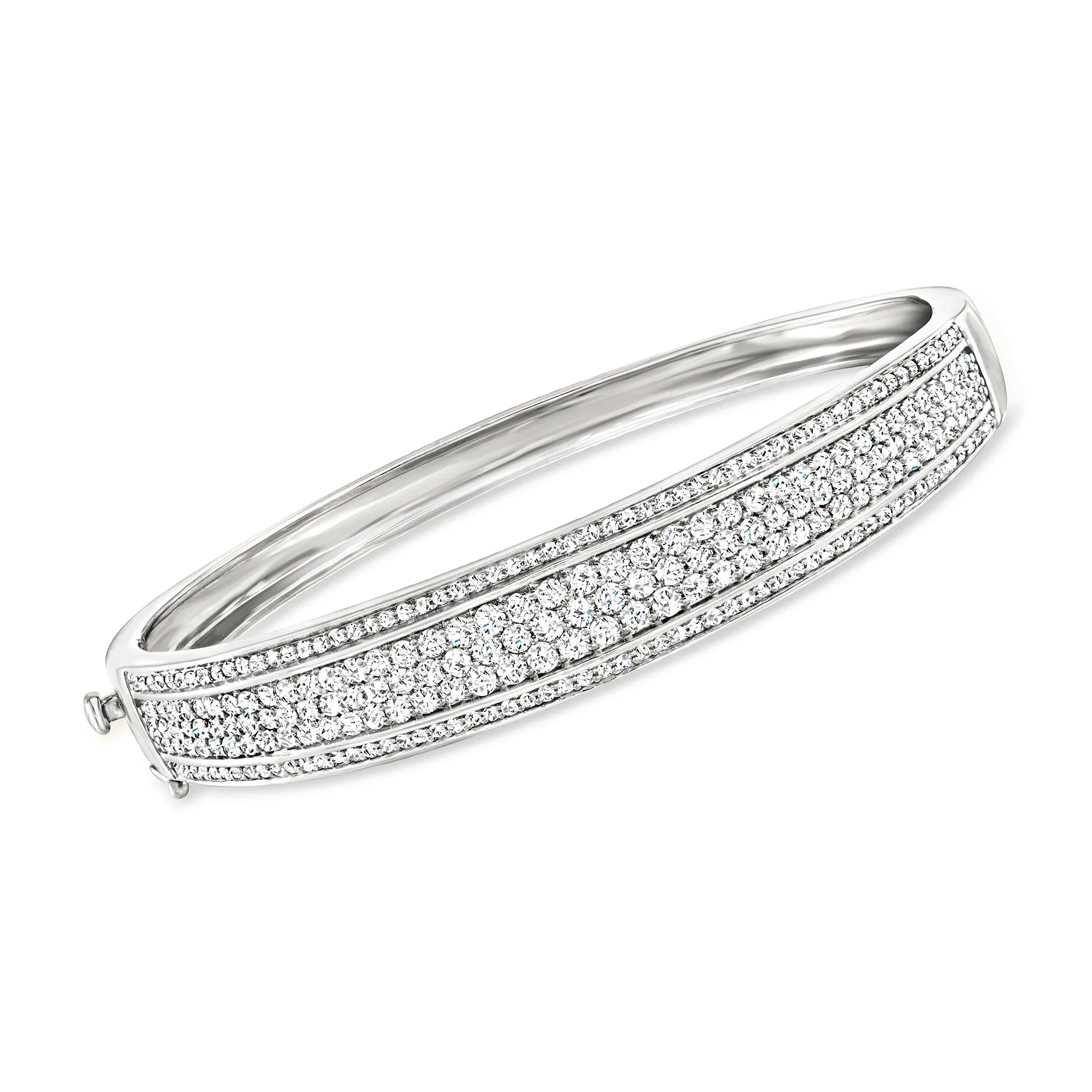 Ross-Simons Pave Diamond Bangle Bracelet in Sterling Silver