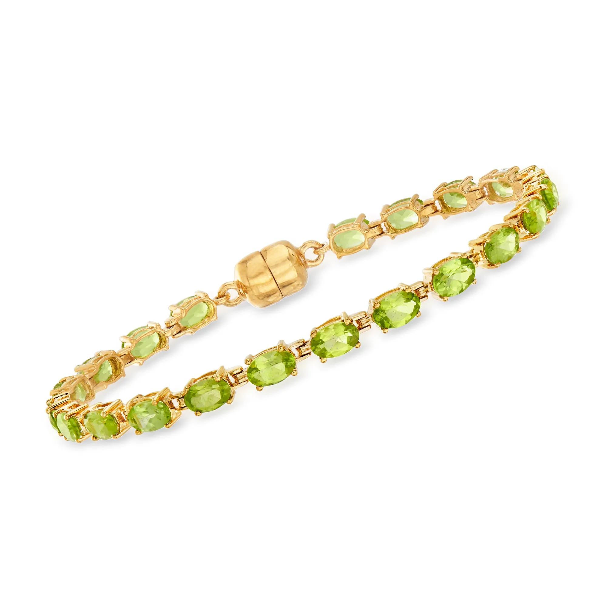 Ross-Simons Peridot Tennis Bracelet in 18kt Gold Over Sterling With Magnetic Clasp