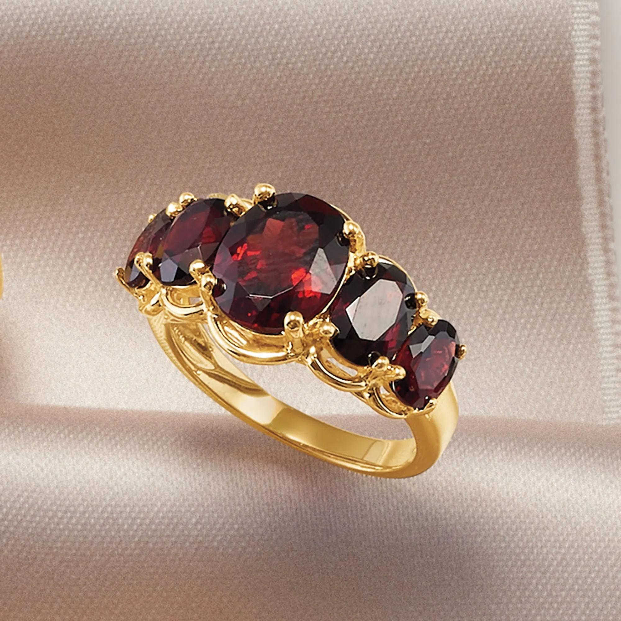 Ross-Simons Pink Topaz 5-Stone Ring in 18kt Gold Over Sterling