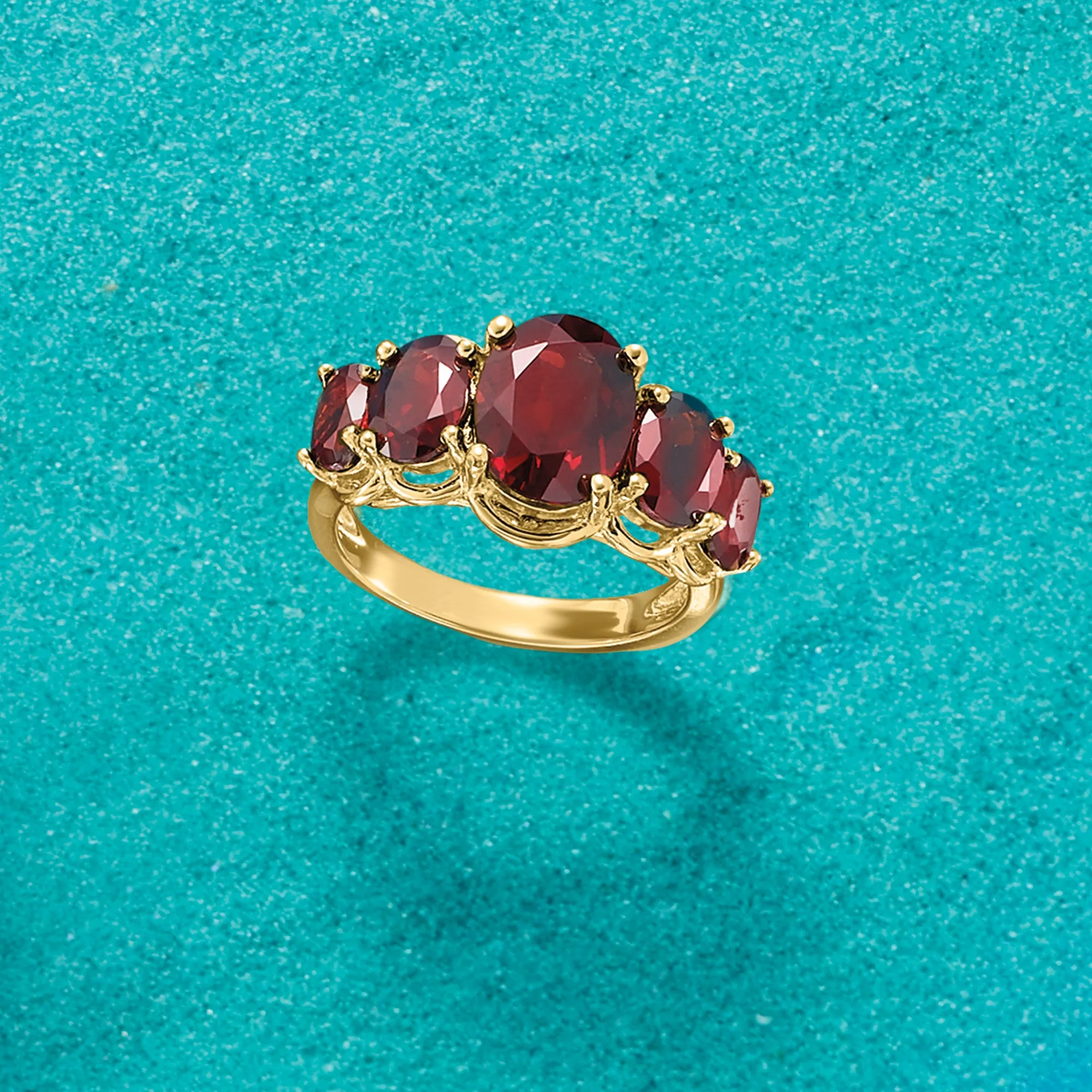 Ross-Simons Pink Topaz 5-Stone Ring in 18kt Gold Over Sterling
