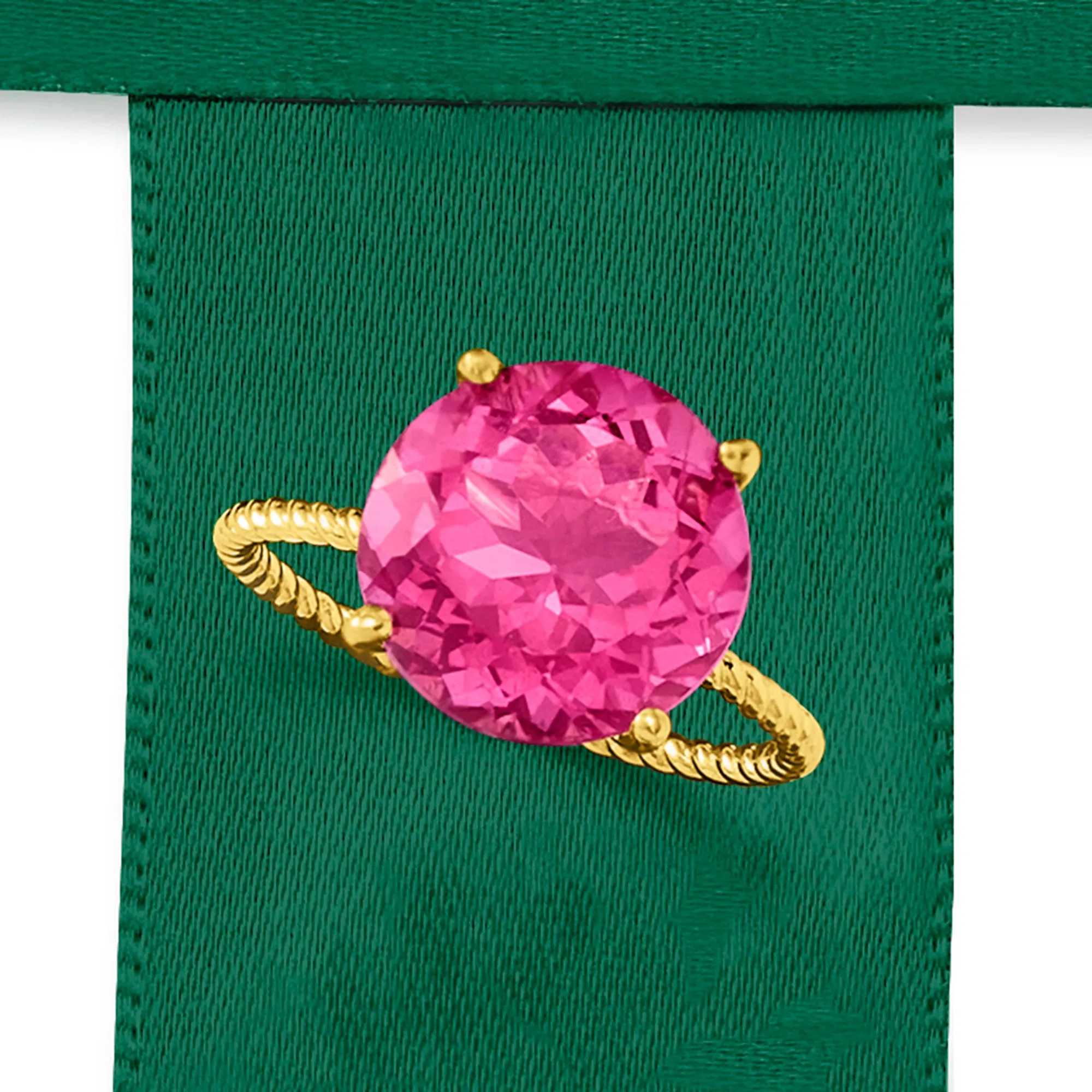 Ross-Simons Pink Topaz Twist Rope Ring in 14kt Yellow Gold
