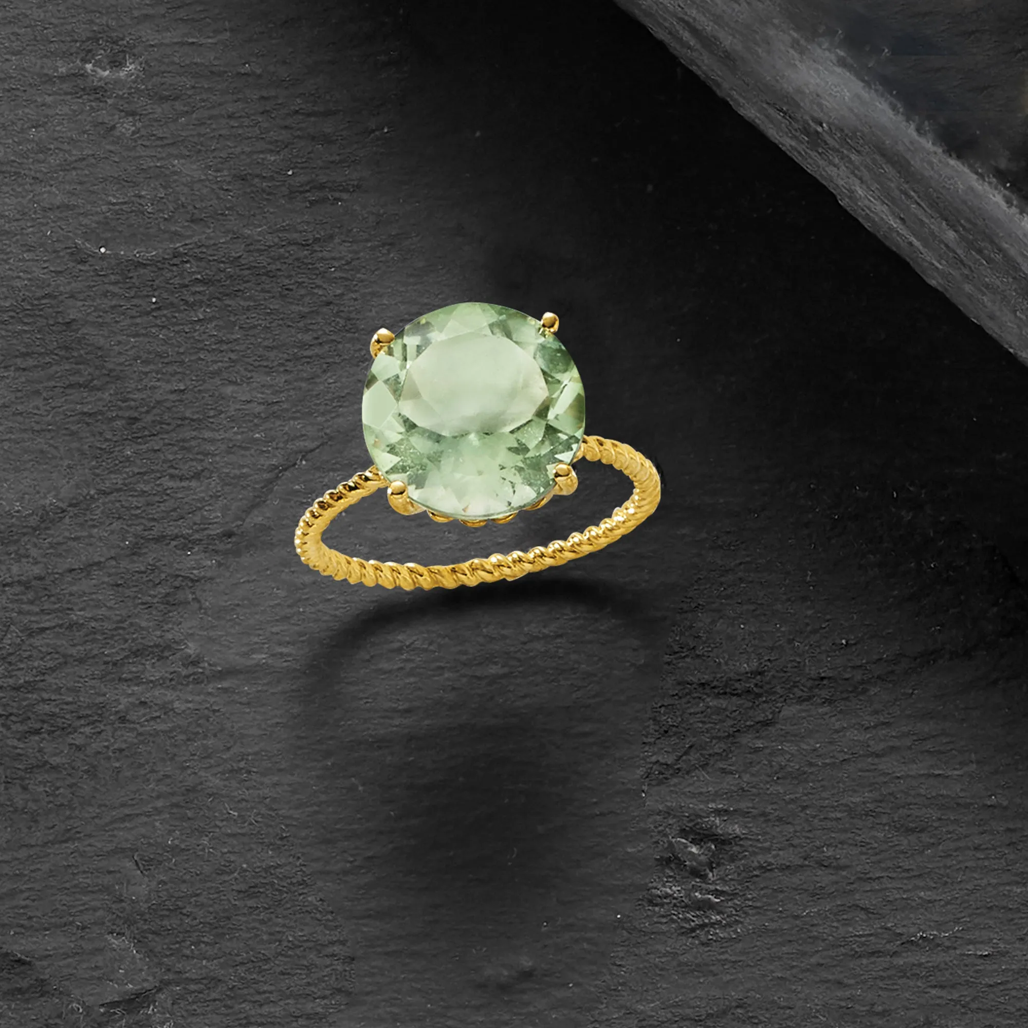 Ross-Simons Prasiolite Twist Rope Ring in 14kt Yellow Gold