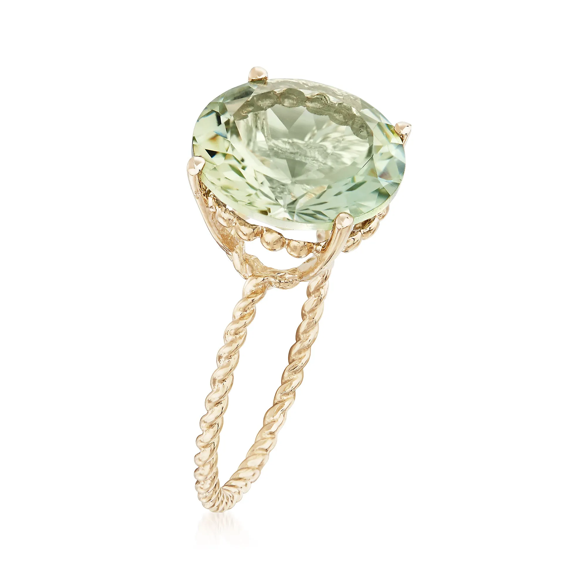 Ross-Simons Prasiolite Twist Rope Ring in 14kt Yellow Gold