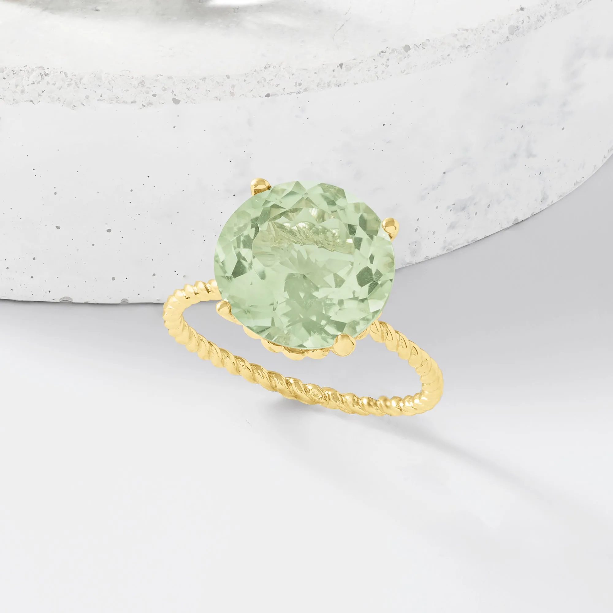 Ross-Simons Prasiolite Twist Rope Ring in 14kt Yellow Gold