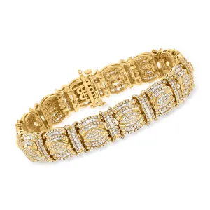 Ross-Simons Round and Baguette Diamond Bracelet in 18kt Gold Over Sterling