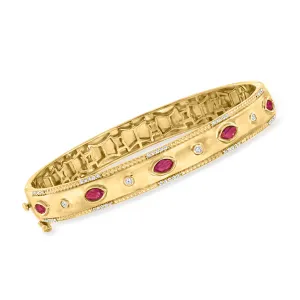 Ross-Simons Ruby and . Diamond Bangle Bracelet in 18kt Gold Over Sterling