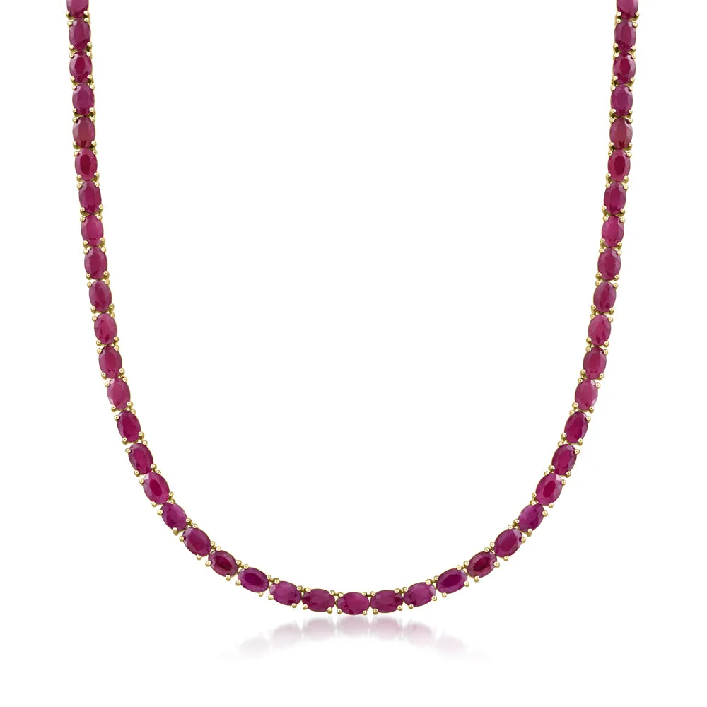 Ross-Simons Ruby Necklace in 18kt Gold Over Sterling