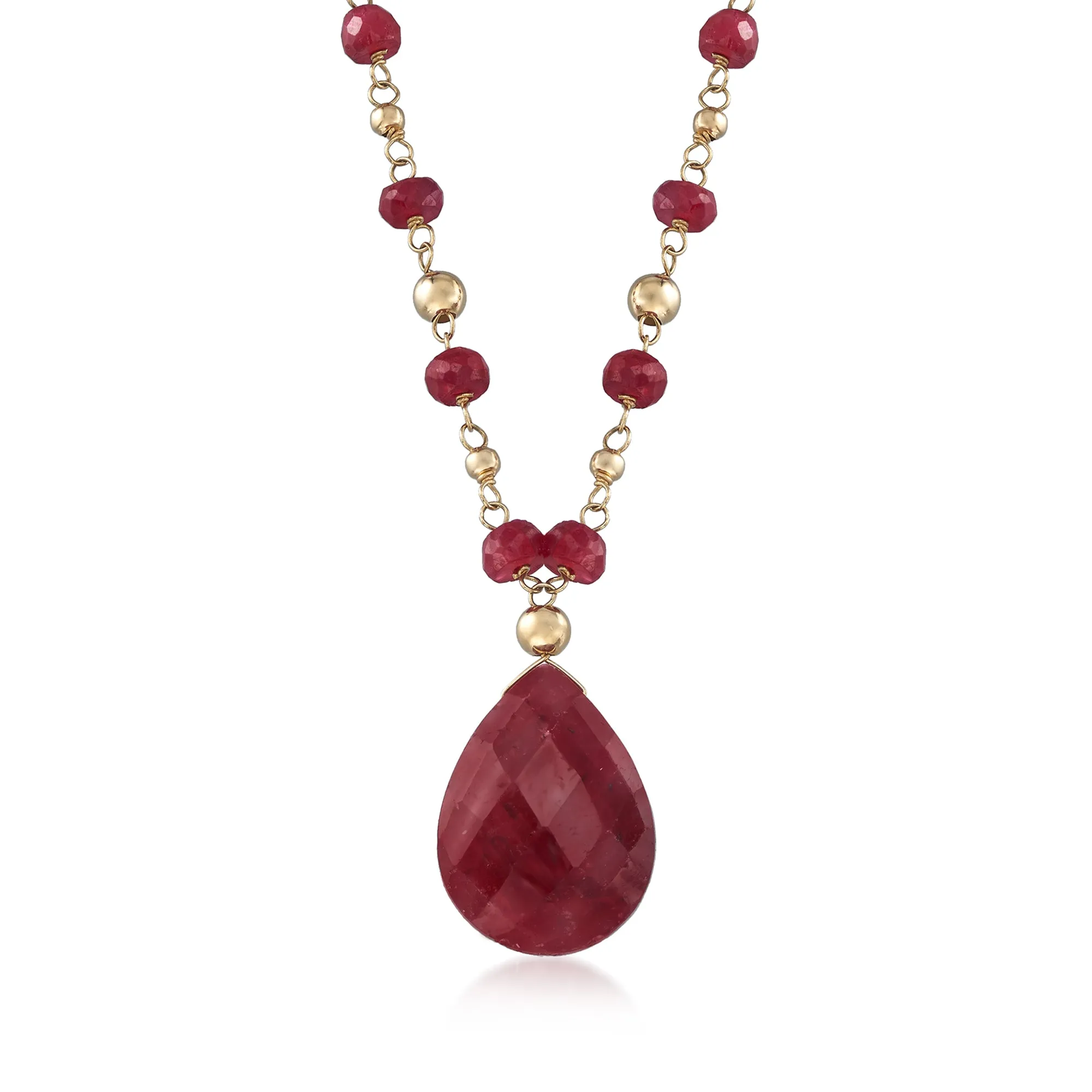 Ross-Simons Ruby Station Necklace in 14kt Yellow Gold