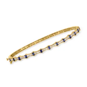 Ross-Simons Sapphire and . Diamond Bangle Bracelet in 14kt Yellow Gold